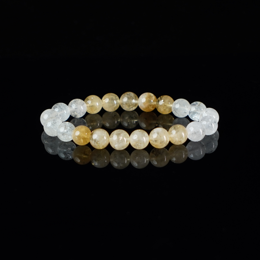 Wealth-Attracting Yellow-White color blocking Crystal Bracelet