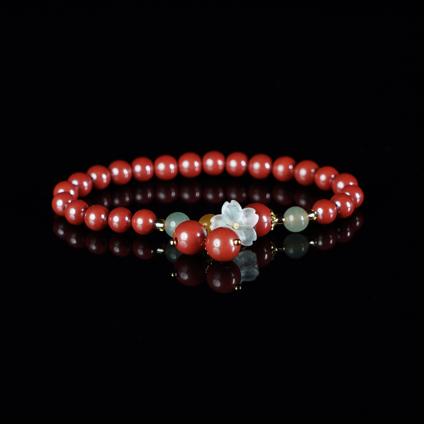 Cherry Blossom Charm Cinnabar Bracelet